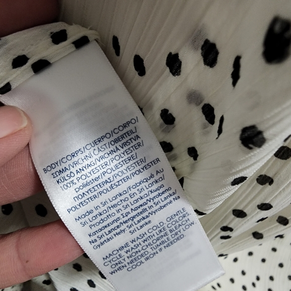 Chaps white polka dot ruffle semi sheer chiffon blouse size large - Picture 7 of 8